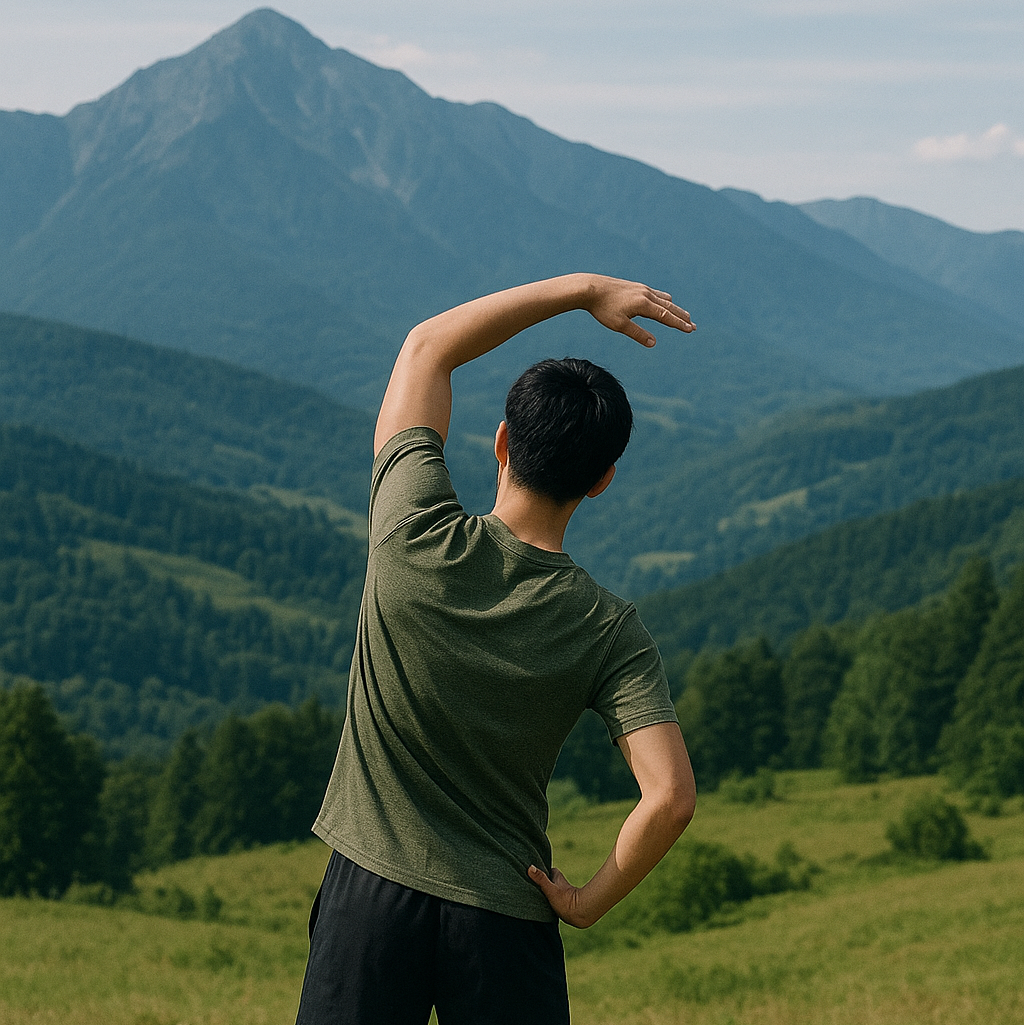 地方移住した土地でストレッチ